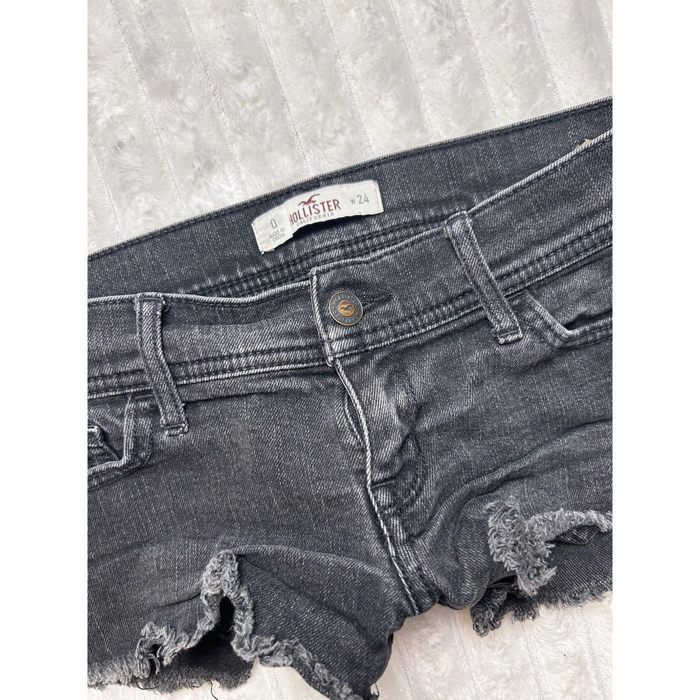 Hollister Micro Denim Raw Hem Grunge Festival Jean Shorts Women's Size 0 24